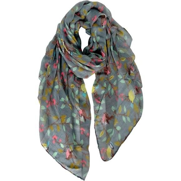Scarfs for Women Lightweight Floral Birds Print Cotton Scarves Wraps for‎ Winter - Picture 1 of 6